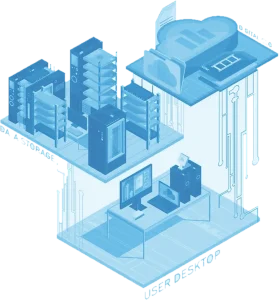Isometric illustration of server racks and hardware security modules in a secure data center linked to the cloud